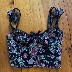 Victoria’s Secret floral embroidery cap- sleeve corset top